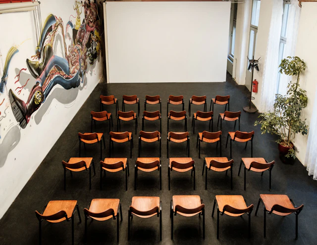Vollpension Studio with seating for events and talks